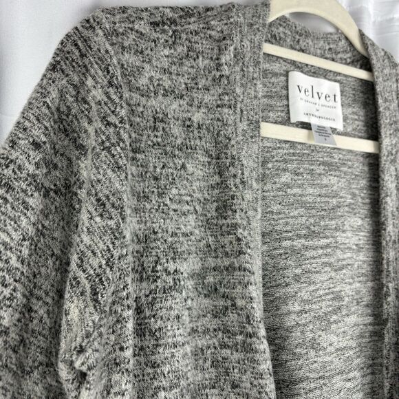 Velvet By Graham Spencer Cardigan Womens Sm Gray Heathered Duster Long Line Open - Picture 10 of 16